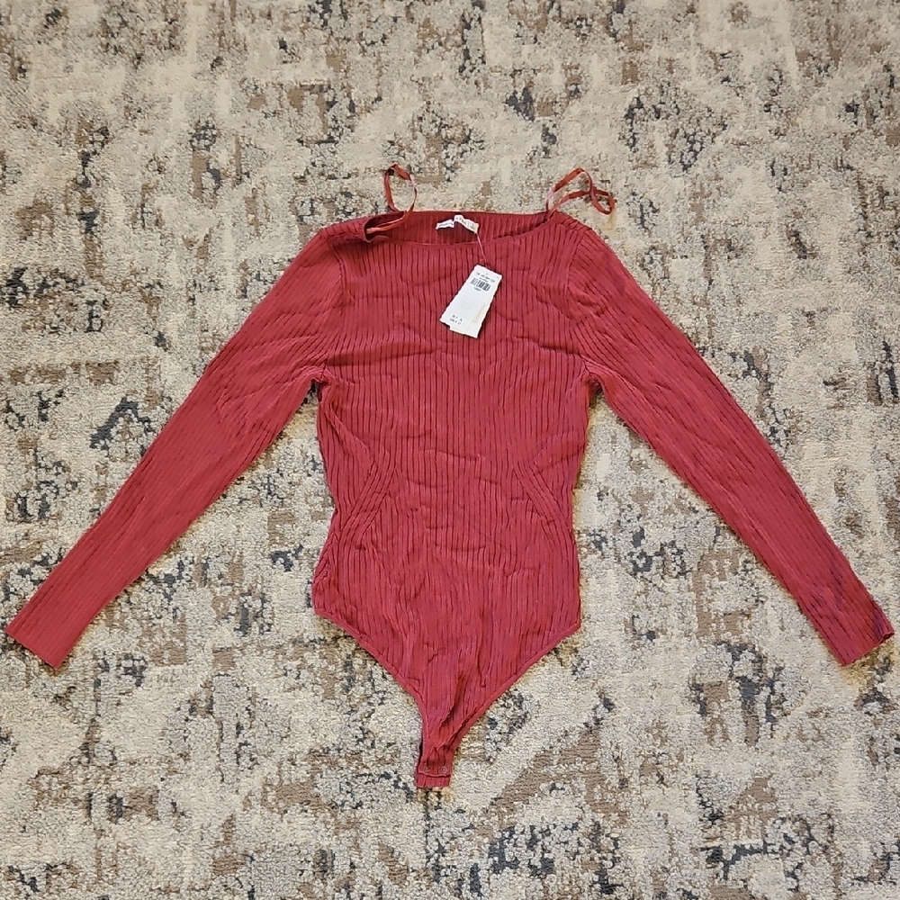 Abercrombie & Fitch Red Ribbed Bodysuit